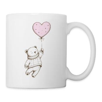 Teddy bear with heart balloon - Mug - white - Right