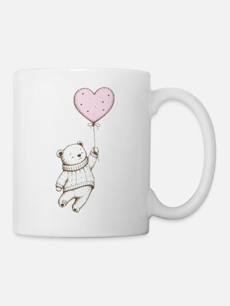 Teddybär mit Herzballon - Tasse - Weiß