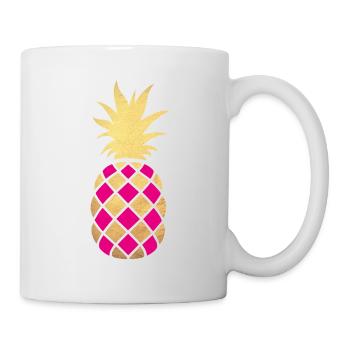 Pineapple Pattern Gold Plaid Summer Exotic - Mug - white - Right