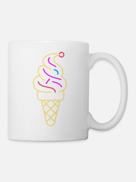 Eiscreme Line Art - Tasse - Weiß