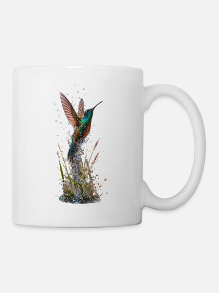 Glowing hummingbird and water splashes - Mug - white