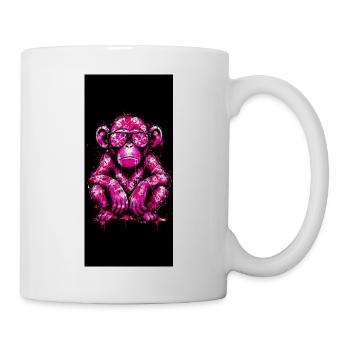 Rosa Graffiti-Affe mit Brille - Tasse - Weiß - Rechts