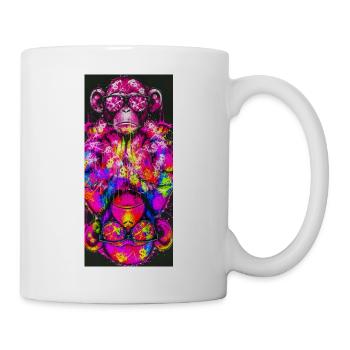Neon-Psychedelische Affen-Pop-Kunst - Tasse - Weiß - Rechts