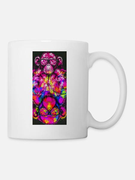 Neon-Psychedelische Affen-Pop-Kunst - Tasse - Weiß