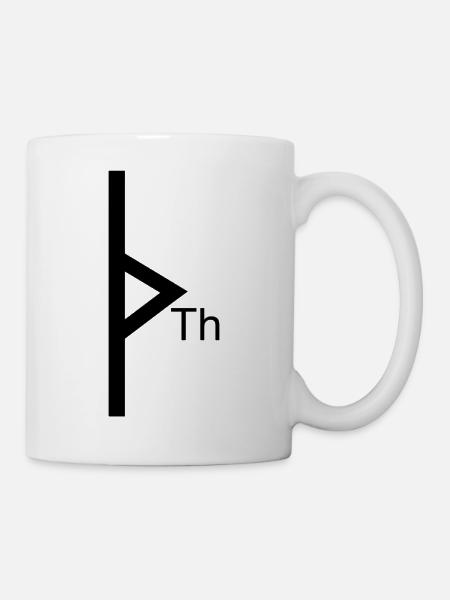 Thurisaz Rune mit Buchstabe – Wikinger Futhark - Tasse - Weiß