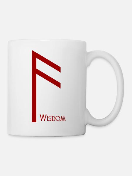 Ansuz Rune Weisheit Rot – Wikinger Futhark - Tasse - Weiß