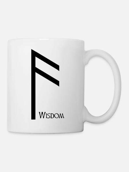 Ansuz Rune Weisheit Schwarz – Wikinger Futhark - Tasse - Weiß