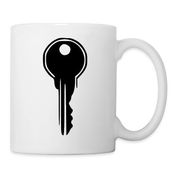 Schlüssel Bauherr Richtfest Geschenk Einzug  - Tasse - Weiß - Rechts