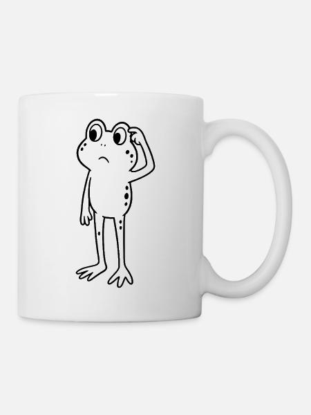 Frosch grübeln überlegen - Tasse - Weiß