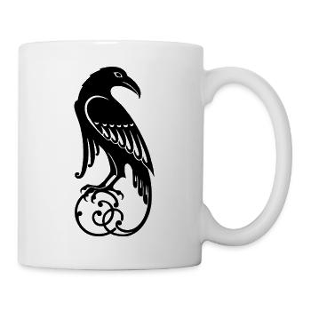 Titel: Wikinger Urnes-Stil – Nordischer Rabe - Tasse - Weiß - Rechts