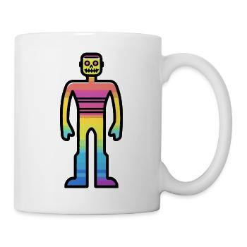 Buntes Halloween Monster mit Totenkopf - Tasse - Weiß - Rechts