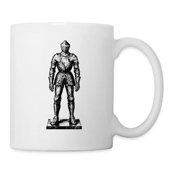 Mittelalterliche Ritterrüstung – Gravurstil - Tasse - Weiß - Rechts