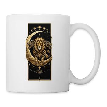 Löwe auf einem Mondsichel - Tasse - Weiß - Rechts