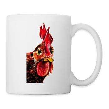 Hahnkopf Porträt - Tasse - Weiß - Rechts