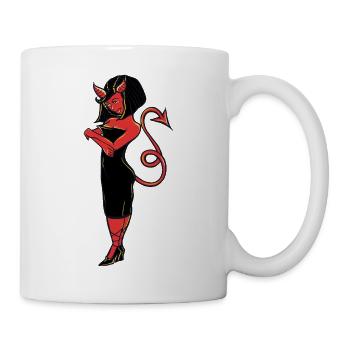 Teuflische Eleganz in rotem Kleid - Tasse - Weiß - Rechts
