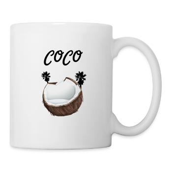 Noix de coco avec inscription Coco et palmiers - Mug blanc - blanc - Droite
