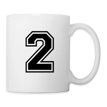 2 Zwei Nummer Ziffer Zahl Rückennummer Geschenk - Tasse - Weiß - Rechts