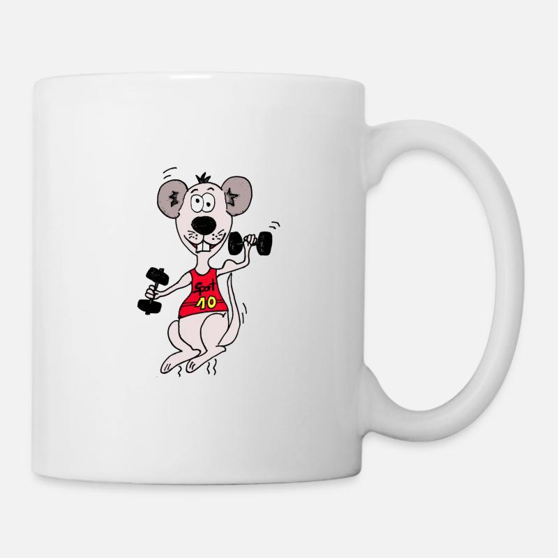 maus mit hantel - Tasse - Weiß