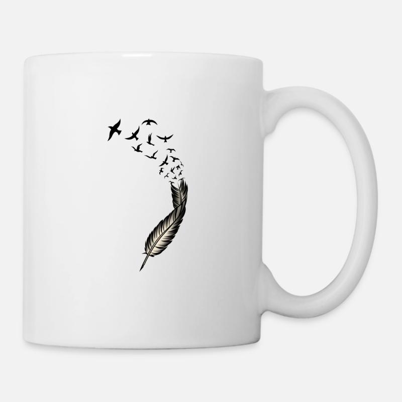 feder mit vögel - Tasse - Weiß