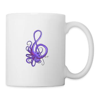 Notenschlüssel Kraken - Tasse - Weiß - Rechts