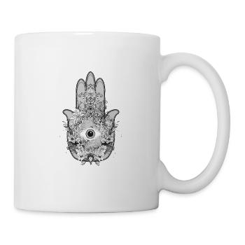 main de Fatima décorée de façon artistique avec oeil - Mug blanc - blanc - Droite