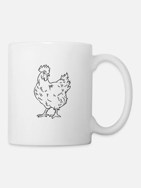 Geflügeles lustiges Oliven-Grafik-Nutztiergeflügel des Huhns - Tasse - Weiß