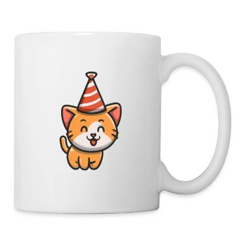 Chat avec Partyhat - Mug blanc - blanc - Droite