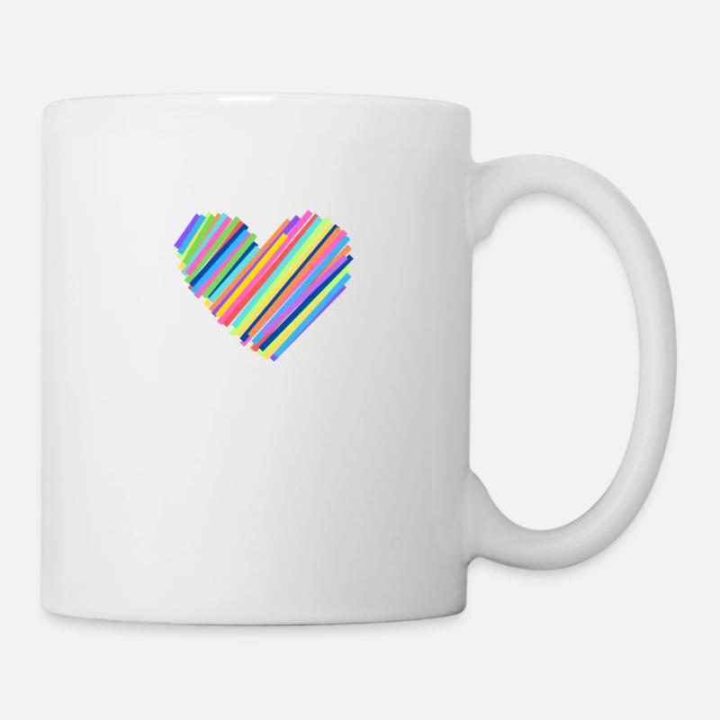 Bunter Herzschlag - Tasse - Weiß
