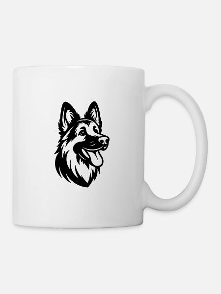 German Shepherd Drawing Head - Mug - white