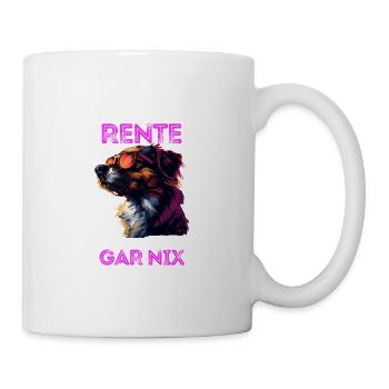 Ich bin in Rente ich muss garnix lustiges Hund Dog - Tasse - Weiß - Rechts