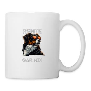 Ich bin in Rente ich muss garnix lustiges Hund Dog - Tasse - Weiß - Rechts