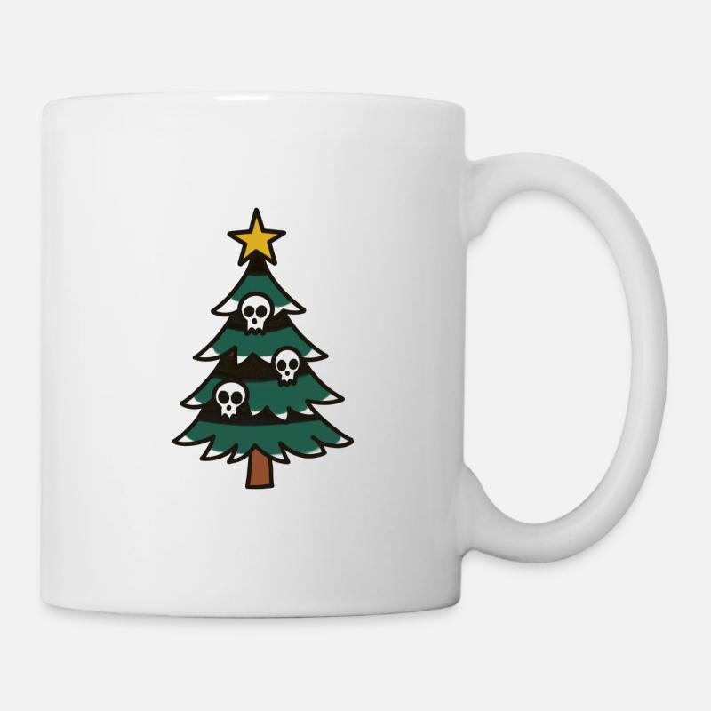 Düsterer Weihnachtsbaum mit Totenköpfen - Tasse - Weiß