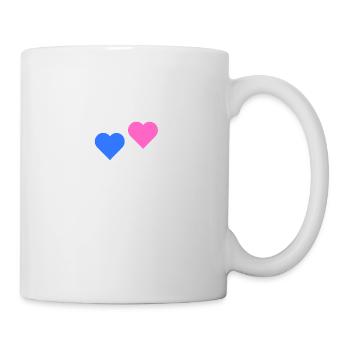 2 Herzen rosa blau - Tasse - Weiß - Rechts