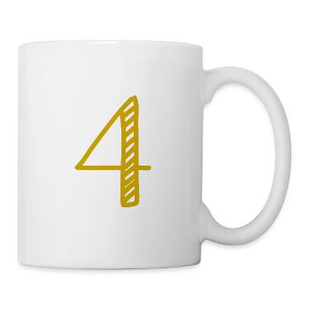 4 JAHRE. 4-jähriges JUBILÄUM. GEBURTSTAG 4 JAHRE. 4 - Tasse - Weiß - Rechts