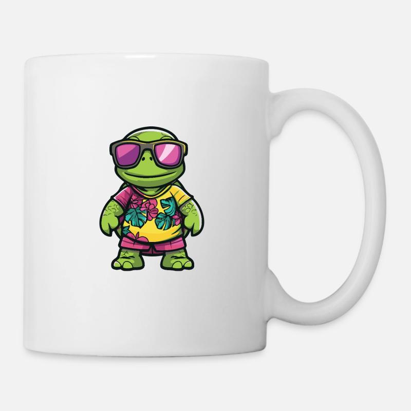 Schildkröte Comic Urlaub - Tasse - Weiß