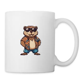 Biber Comic Urlaub - Tasse - Weiß - Rechts
