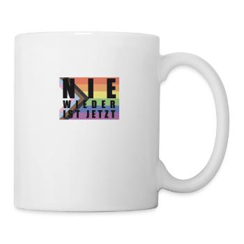 Nie Wieder ist jetzt LGBTQAI+ Flagge - Tasse - Weiß - Rechts