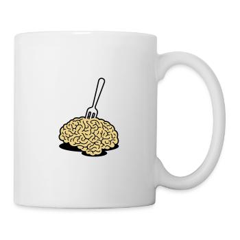 Ein Gehirn mit einer Gabel - Tasse - Weiß - Rechts