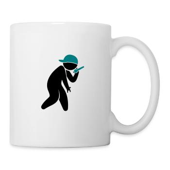 Ein Hiphop Star singt in ein Mikrofon - Tasse - Weiß - Rechts