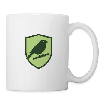 Vogel Silhouette im Wappen | Natur Logo - Tasse - Weiß - Rechts