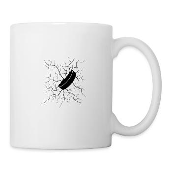 Ice Hockey Puk hits, hit in disc, cracks - Mug - white - Right
