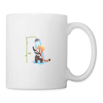 Un panda rouge prend une douche. - Mug blanc - blanc - Droite