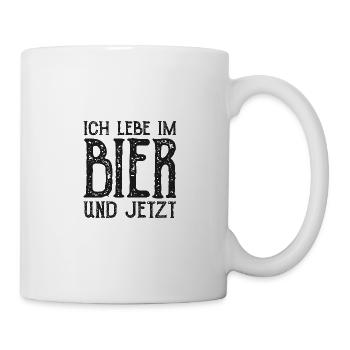 Ich Lebe Im Bier Und Jetzt Bierliebhaber Geschenk - Tasse - Weiß - Rechts