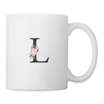 Lettre L, Monogramme, Fleurs - Mug blanc - blanc - Droite