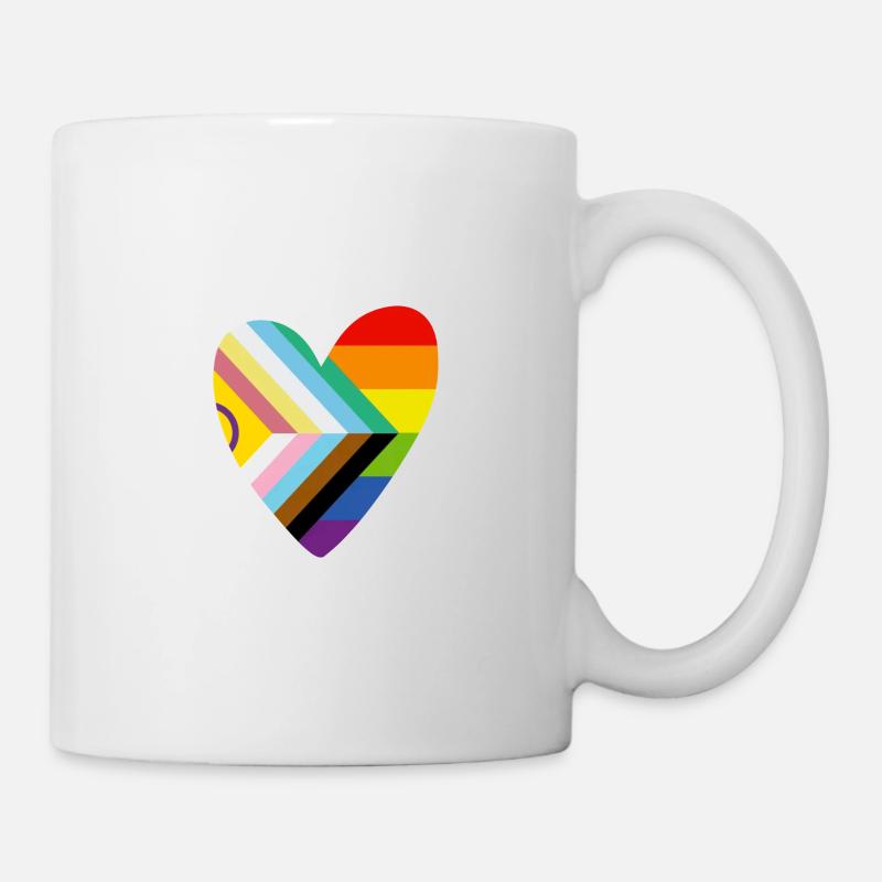 🌈 Herz – Progress Pride & Disability Flag - Tasse - Weiß
