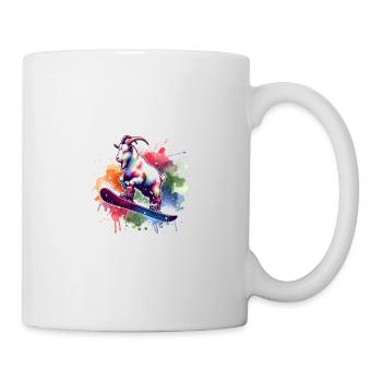 Lustige Ziege Beim Snowboarden Im Winter - Tasse - Weiß - Rechts