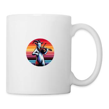 Cool goat playing violin on farm - Mug - white - Right