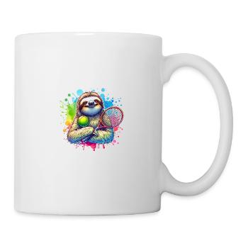 Lustiger Faultier Tennis Spieler - Tasse - Weiß - Rechts
