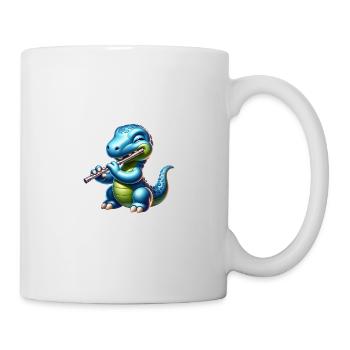 Conception musicale de flûte mignonne de jeu de dino - Mug blanc - blanc - Droite
