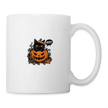 Halloween-Kater im Kürbis NOPE - Tasse - Weiß - Rechts